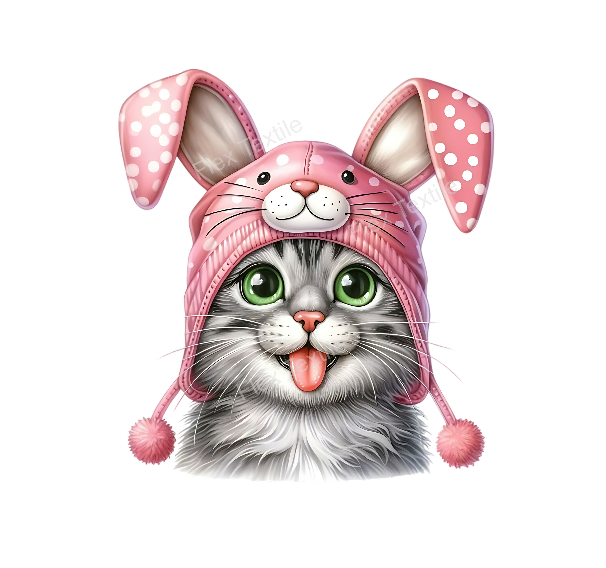 Chat Lapin Humour Transfert Thermocollant Impression DTF Flex Textile