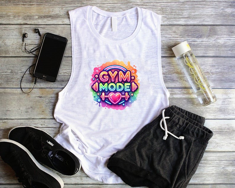 Mode Gym transfert thermocollant impression dtf flex textile -tshirt femme enfant homme top débardeur sweat pull jeans veste jogging