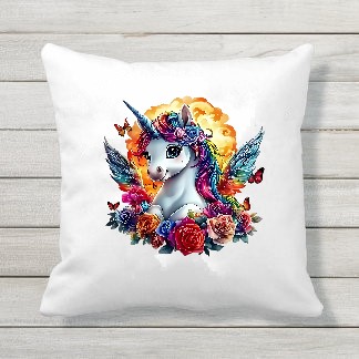 Licorne Fleurs Papillons Couleurs transfert thermocollant impression dtf flex textile coussin accessoires déco oreillers