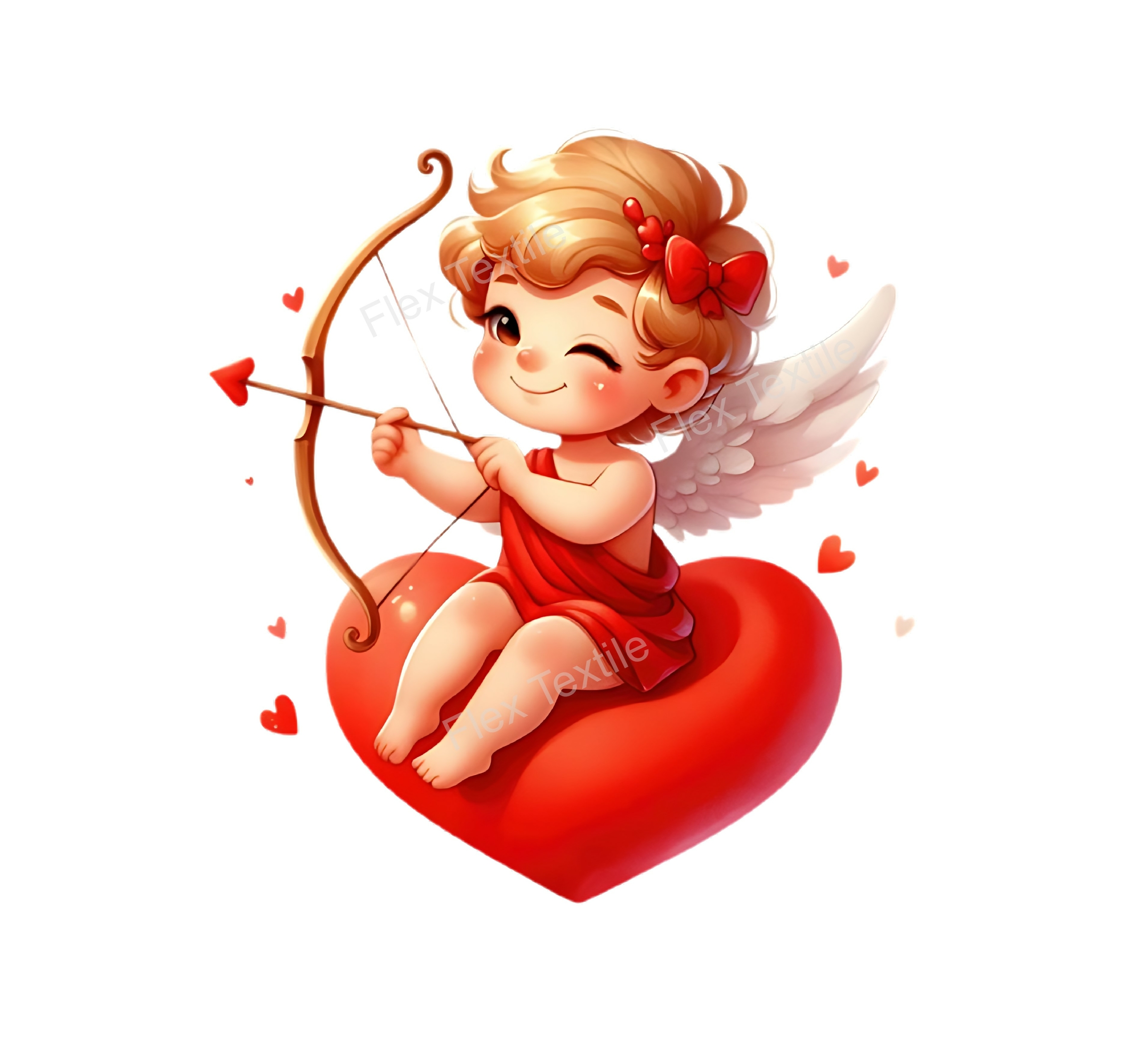 Cupidon Coeur transfert thermocollant impression dtf flex textile