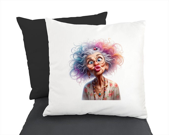 Mamie Bisou Humour transfert thermocollant impression dtf flex textile coussin oreillers accessoires déco