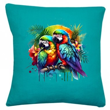 Deux Perroquets Tropique transfert thermocollant impression dtf flex textile coussin oreillers accessoires déco