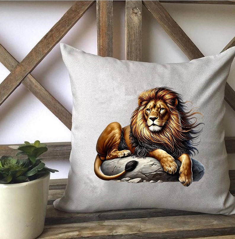 Lion Rocher Magnifique transfert thermocollant impression dtf flex textile oreillers coussin accessoires déco