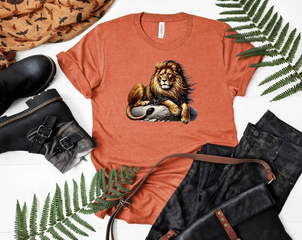 Lion Rocher Magnifique transfert thermocollant impression dtf flex textile t-shirt homme femme enfant veste jeans sweat pull