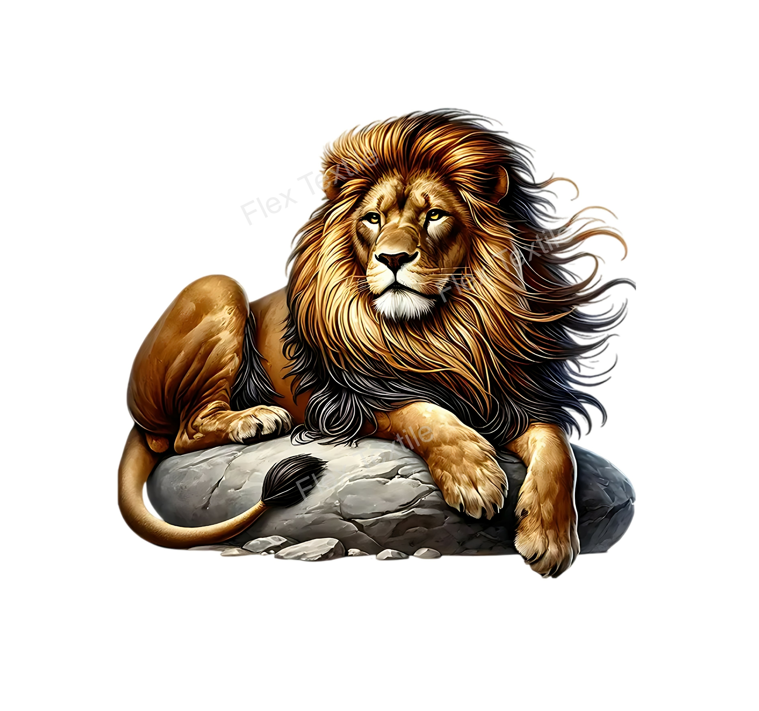 Lion Rocher Magnifique transfert thermocollant impression dtf flex textile