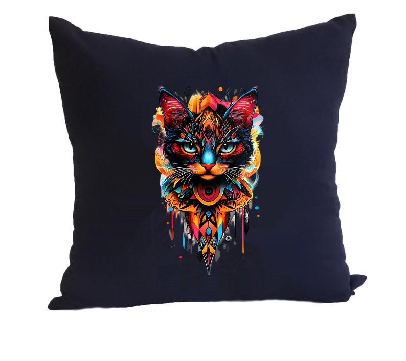 Tête Chat Magnique Couleurs transfert thermocollant impression dtf flex textile coussin accessoires déco oreiillers