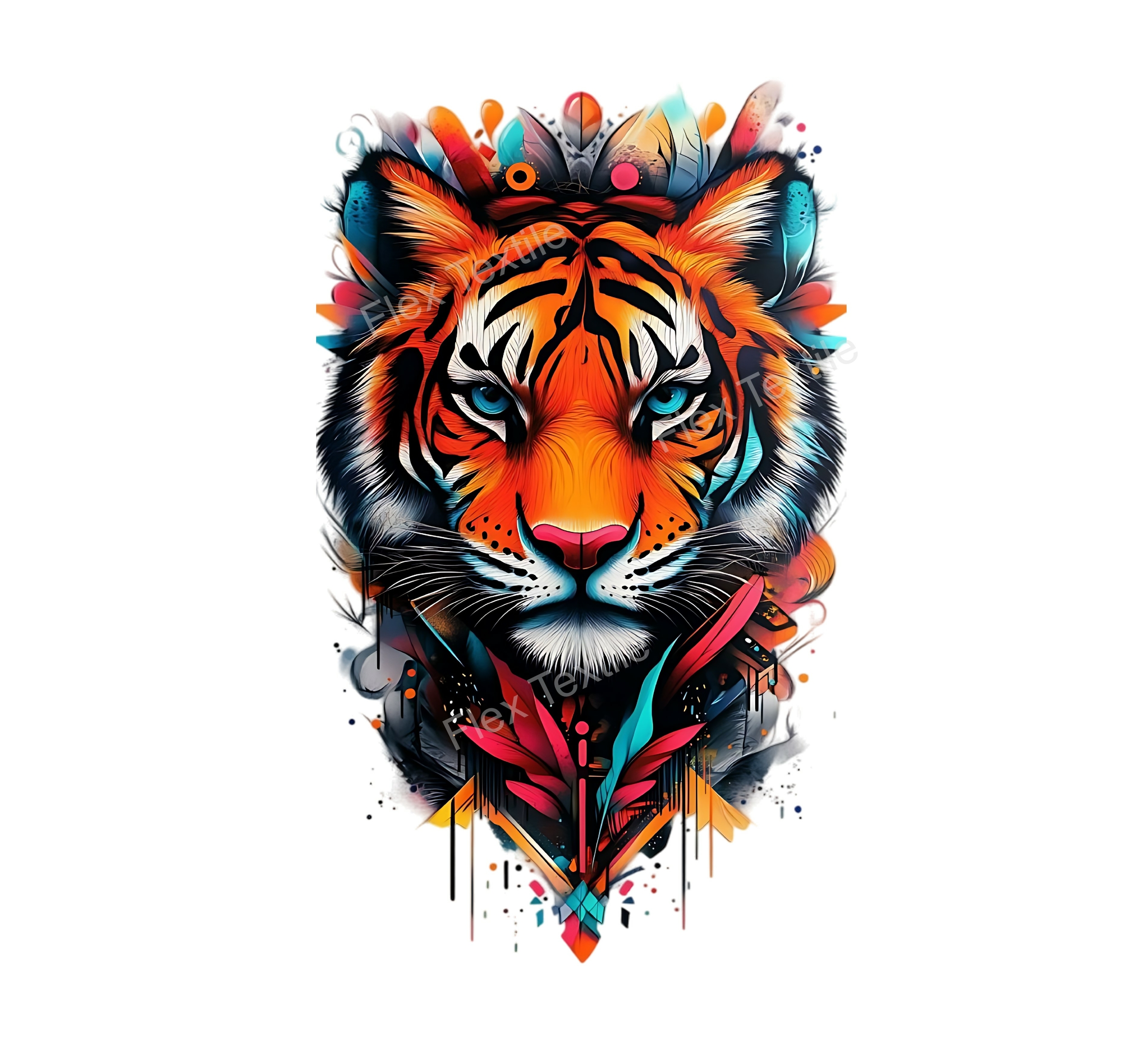 Tête Tigre Magnifique transfert thermocollant impression dtf flex textile