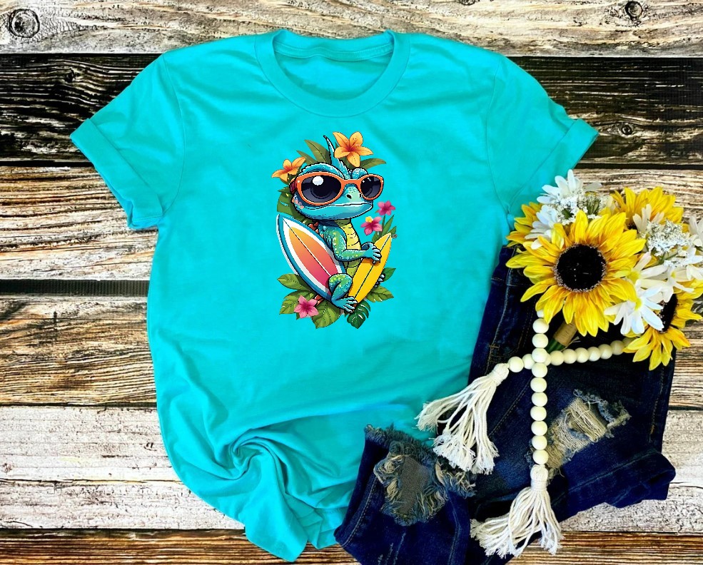 Lézard Fleurs Planches Lunettes transfert thermocollant impression dtf flex textile t-shirt femme enfant homme sweat top jeans veste