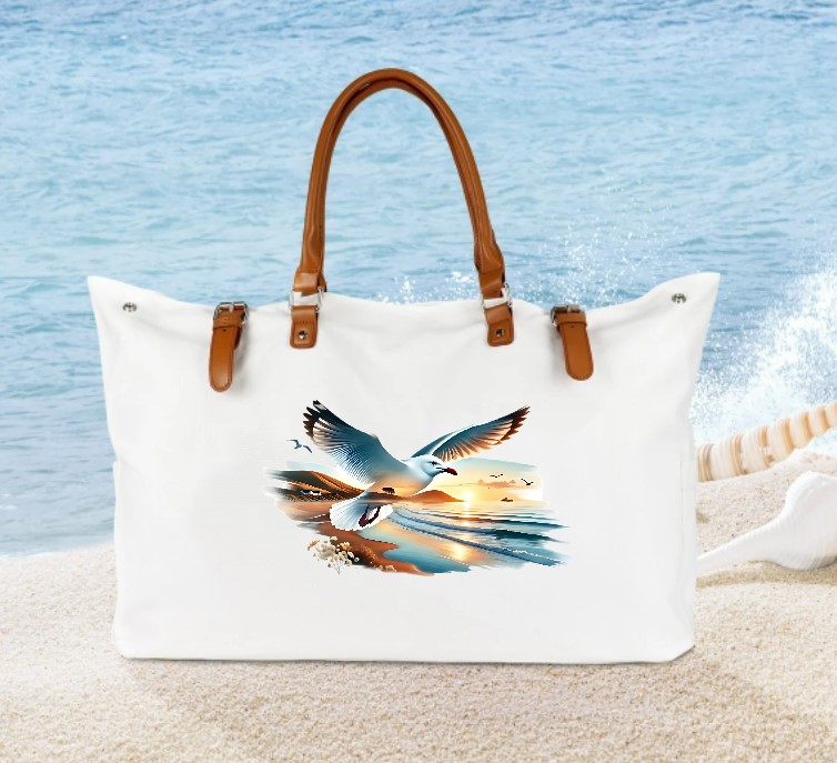 Mouettes Volent Plage transfert thermocollant impression dtf flex textile sac dos voyage mains plage shopping sport
