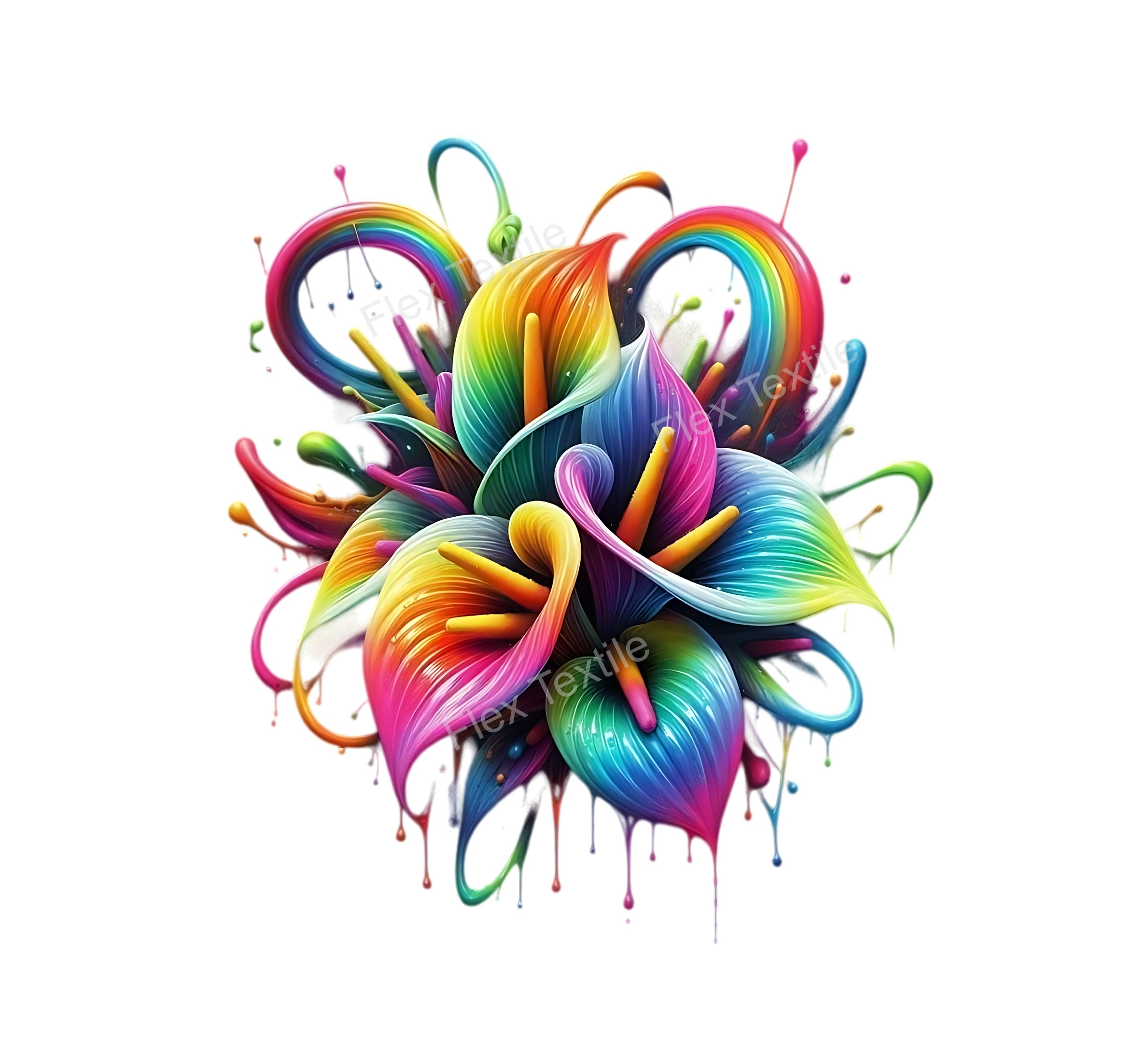 Bouquet Fleurs Rainbow transfert thermocollant impression dtf flex textile