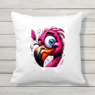 Tête Flamant Rose Humour transfert thermocollant impression dtf flex textile coussin oreiller accessoires déco