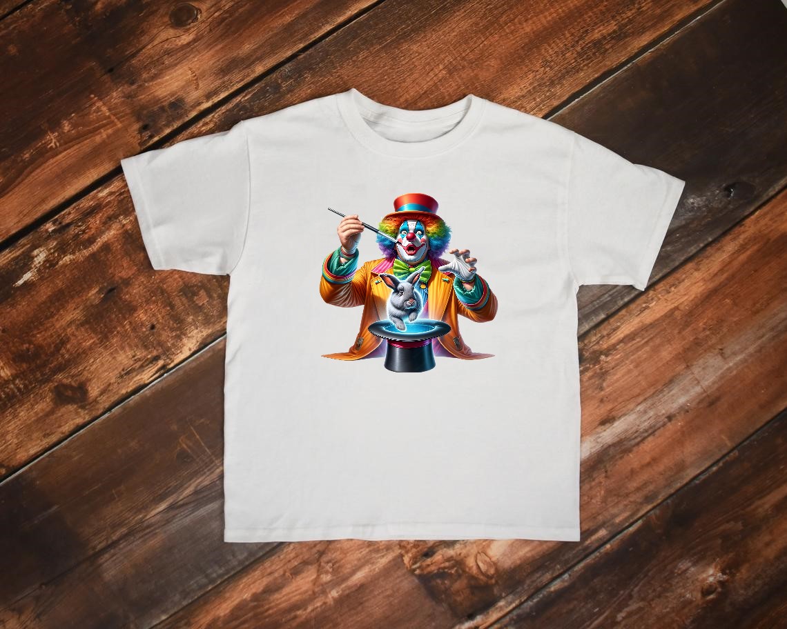 Clown Magie transfert thermocollant flex textile t-shirt sweat veste jogging vêtement enfant fille garçon