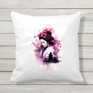 Femme Asiatique Fleurs transfert thermocollant flex textile coussin oreiller déco