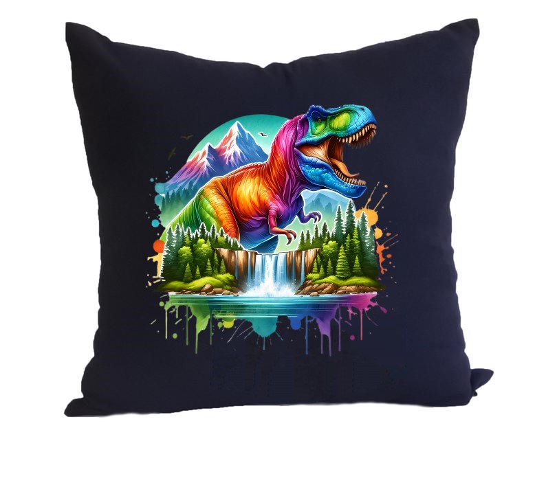 Dinosaure Paysage Montagnes transfert thermocollant flex textile coussin déco oreiller