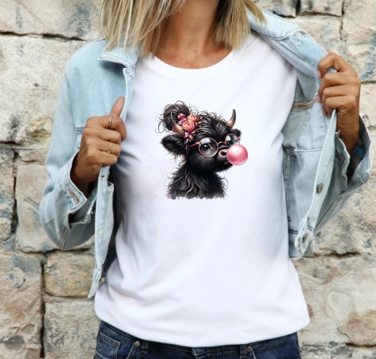vêtement-Vache Chignon Bulle transfert thermocollant flex textile