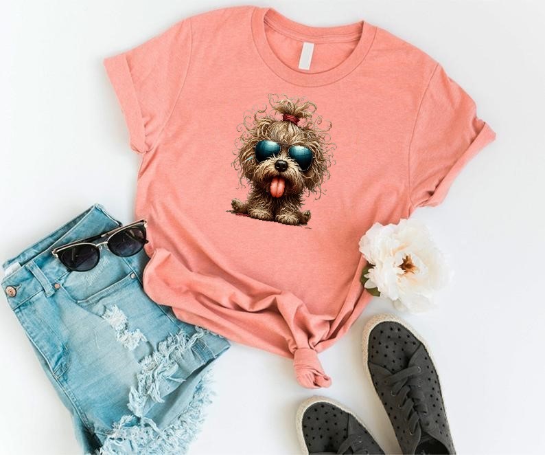 Chien Lunette Couette transfert thermocollant flex textile t-shirt femme enfant homme débardeur top sweat jean veste