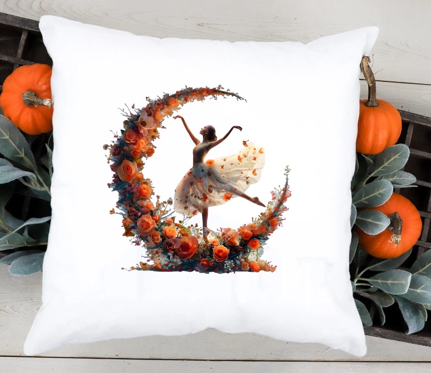 Danseuse Lune Fleurs transfert thermocollant flex textile coussin oreiller objet déco tissu