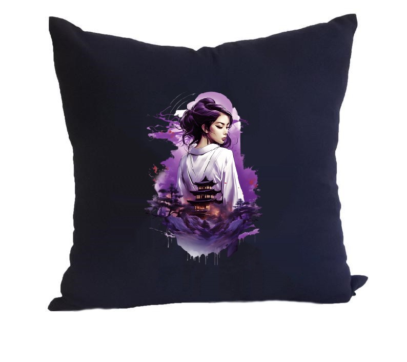 Femme Asiatique Temple transfert thermocollant flex textile coussin oreiller objet déco tissu