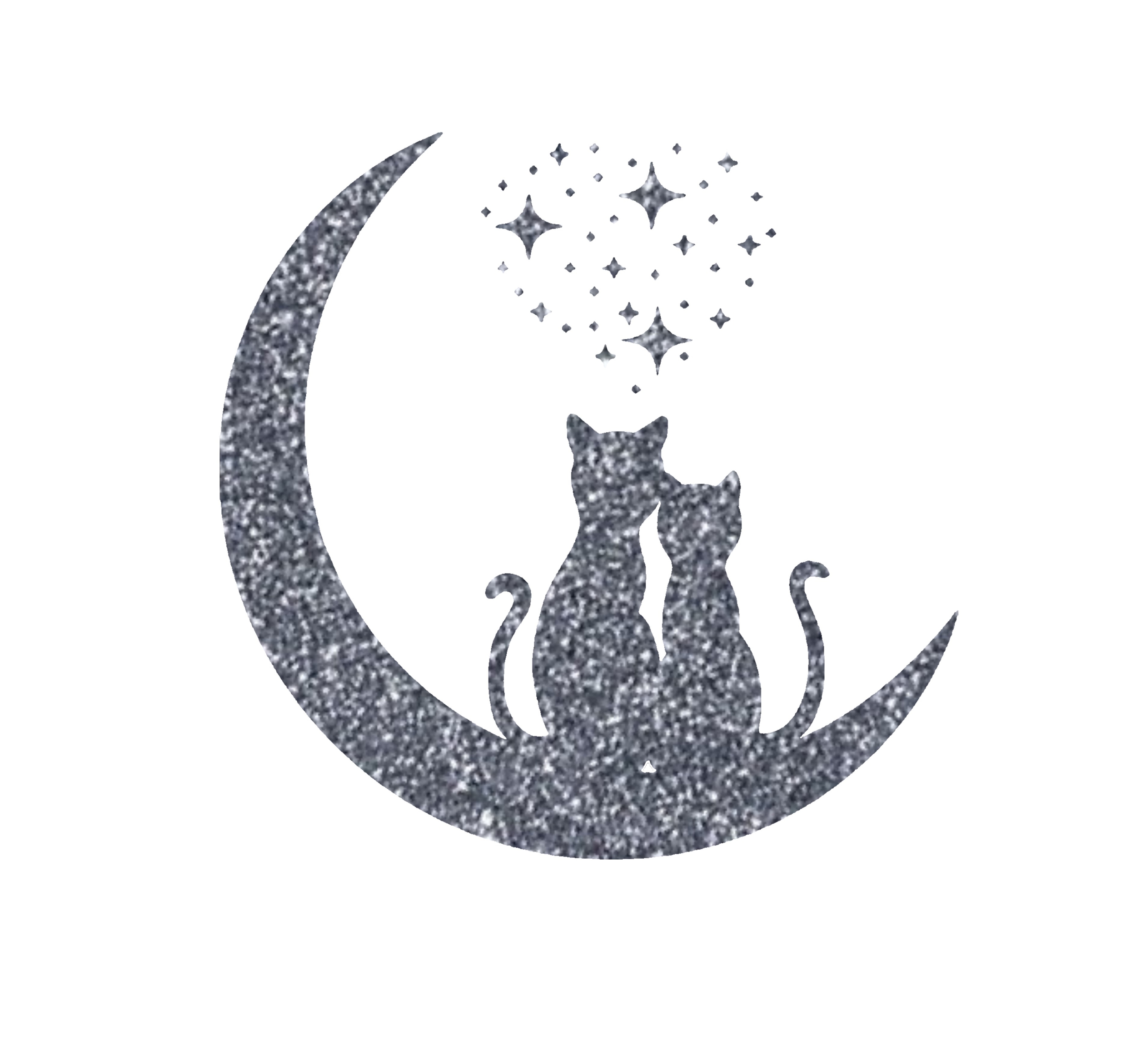 Chat Lune Romantique Motif Thermocollant Animaux Chats Flex Textile