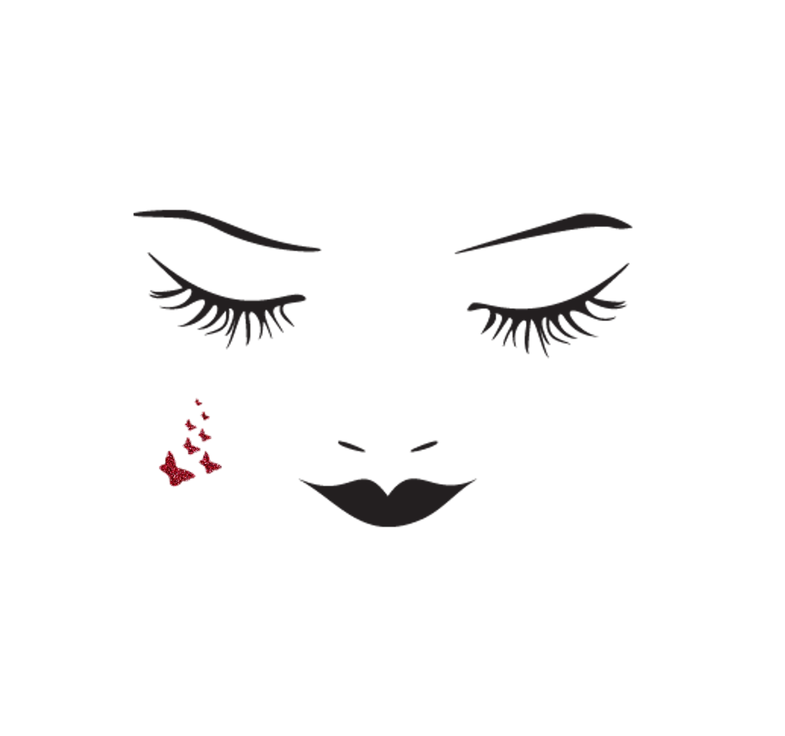 Visage Femme Papillons Couleurs Visages Femmes Flex Textile