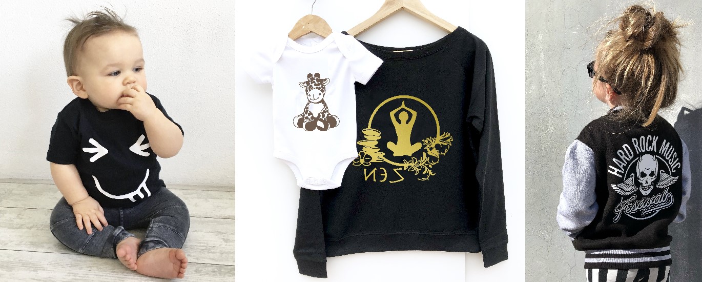 Motifs pour vêtements, t-shirts, vestes, bodys, femme, homme, enfant, bébé...