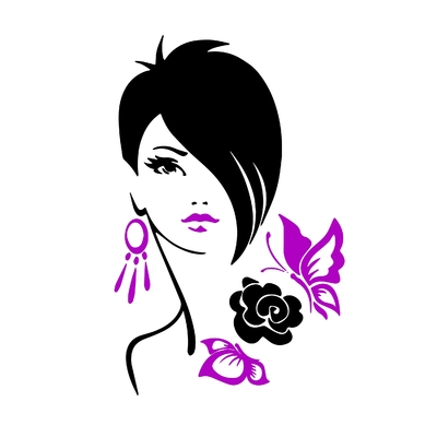 femme papillonsfleur motif thermocollant