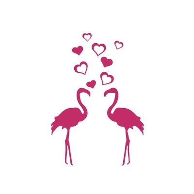 flamants coeurs motif thermocollant