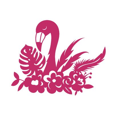 flamant fleurs motif thermocollant
