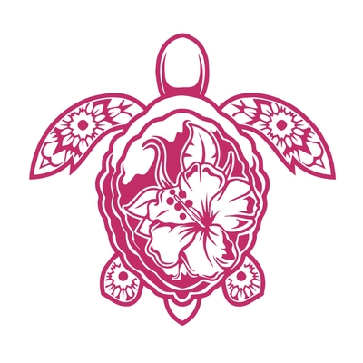 tortue fleurs motif thermocollant