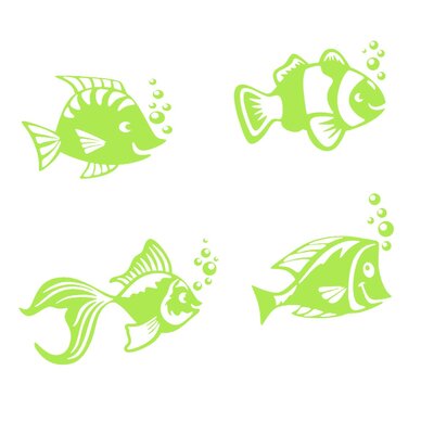 lot 4 poissons motifs thermocollants