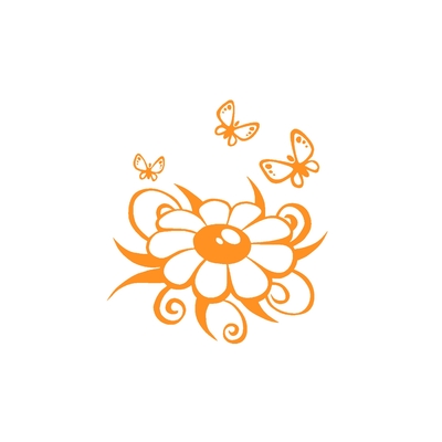 fleur marguerite papillons motif thermocollant