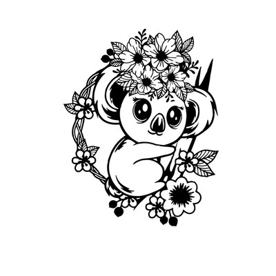 koala fleurs motif thermocollant