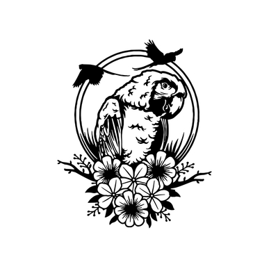 perroquet fleurs motif thermocollant