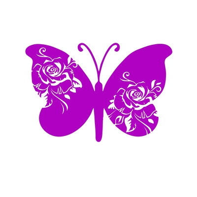 papillon roses fleurs motif thermocollant
