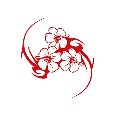 fleurs hibiscus tribal motif thermocollant