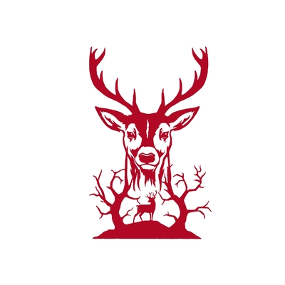 cerf arbres motif thermocollant