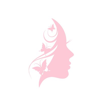 Visage femme papillons motif thermocollant