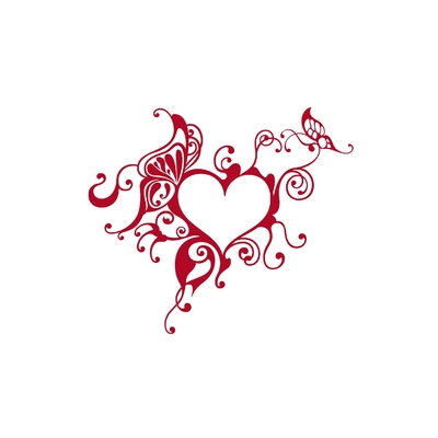 coeur papillons floral motif thermocollant