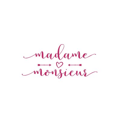 madame monsieur coeur motif thermocollant