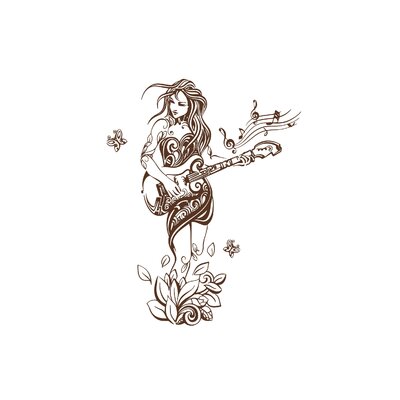 femme guitare motif thermocollant