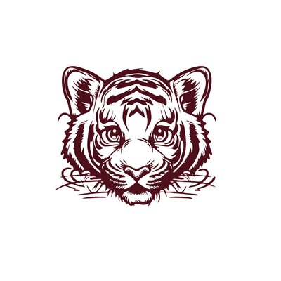 tête bébé tigre face motif thermocollant