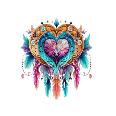 coeur plumes attrape-rêve impression dtf flex textile