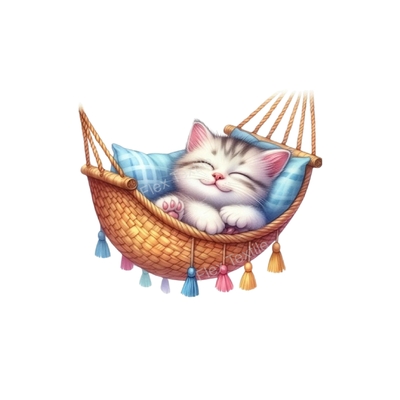 chat dort hamac impression dtf  flex textile