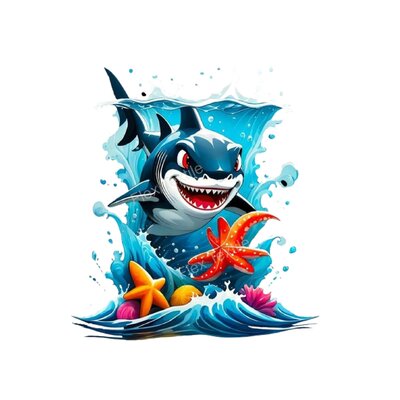 requin étoiles mer impression dtf flex textile