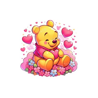 winnie coeurs fleurs transfert thermocollant