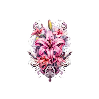 bouquet lys fleurs transfert thermocollant flex textile