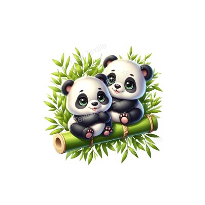 Pandas Bambous Transfert thermocollant flex textile