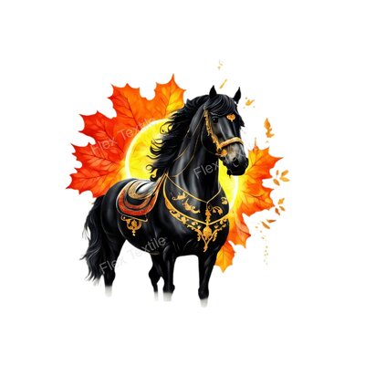 cheval noir médiéval transfert thermocollant impression dtf flex textile