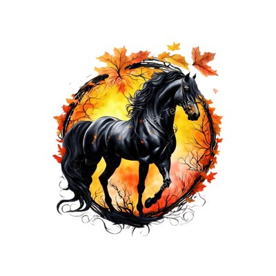 cheval cercle automne transfert thermocollant impression dtf flex textile