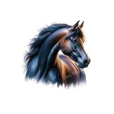tête cheval noir transfert thermocollant impression dtf flex textile